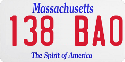 MA license plate 138BA0