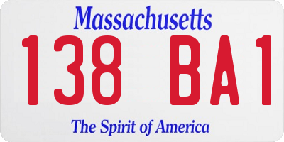 MA license plate 138BA1