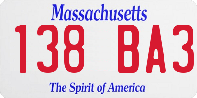 MA license plate 138BA3
