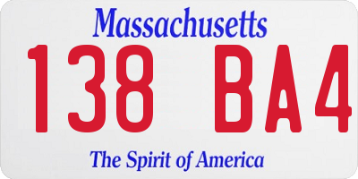 MA license plate 138BA4