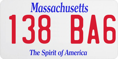 MA license plate 138BA6
