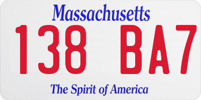 MA license plate 138BA7
