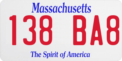 MA license plate 138BA8