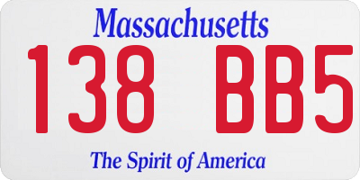 MA license plate 138BB5