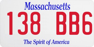 MA license plate 138BB6