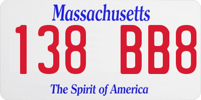 MA license plate 138BB8