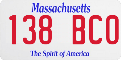 MA license plate 138BC0