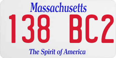 MA license plate 138BC2
