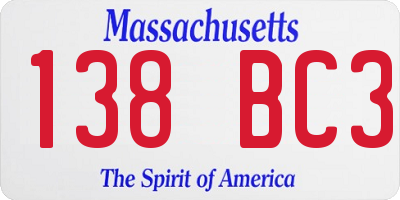 MA license plate 138BC3