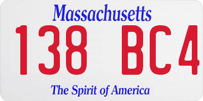 MA license plate 138BC4