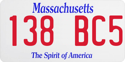 MA license plate 138BC5