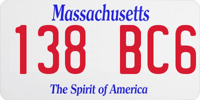 MA license plate 138BC6