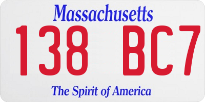 MA license plate 138BC7