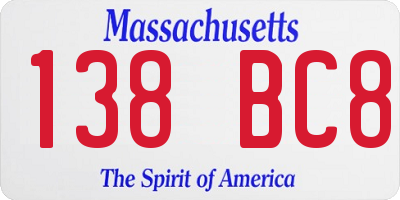 MA license plate 138BC8