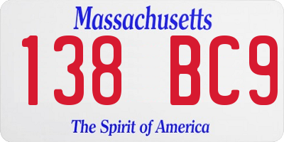 MA license plate 138BC9