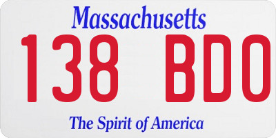 MA license plate 138BD0