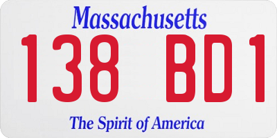 MA license plate 138BD1
