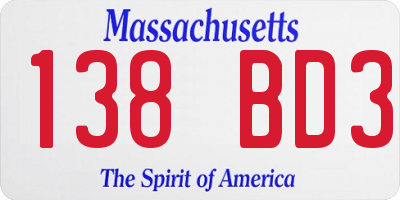 MA license plate 138BD3