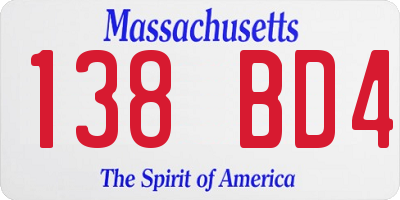 MA license plate 138BD4