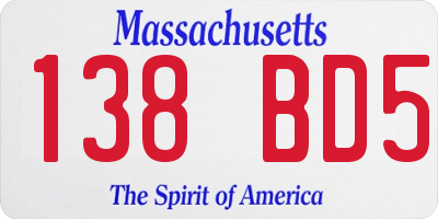 MA license plate 138BD5