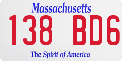 MA license plate 138BD6