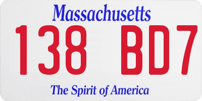 MA license plate 138BD7