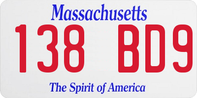 MA license plate 138BD9