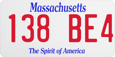 MA license plate 138BE4