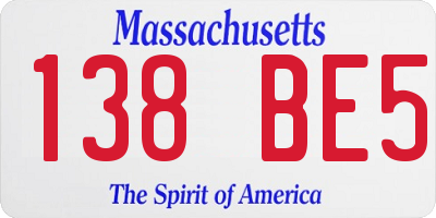 MA license plate 138BE5
