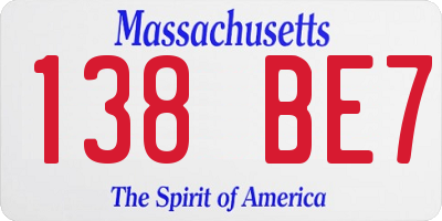 MA license plate 138BE7