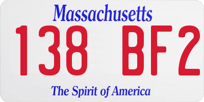 MA license plate 138BF2