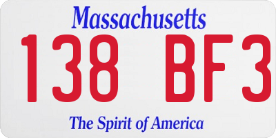 MA license plate 138BF3