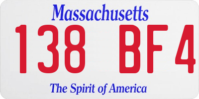 MA license plate 138BF4