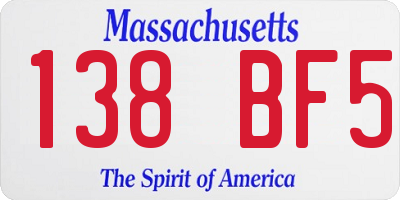 MA license plate 138BF5