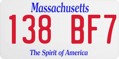 MA license plate 138BF7