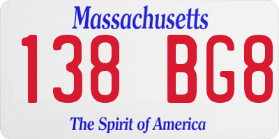 MA license plate 138BG8