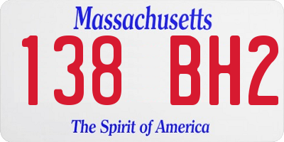 MA license plate 138BH2