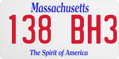 MA license plate 138BH3