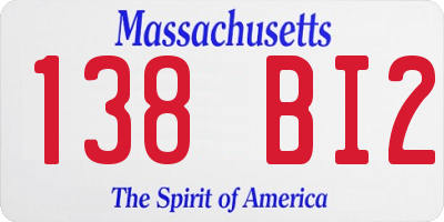 MA license plate 138BI2