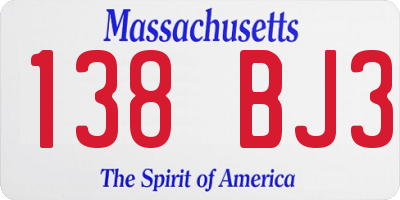 MA license plate 138BJ3