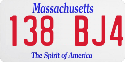 MA license plate 138BJ4