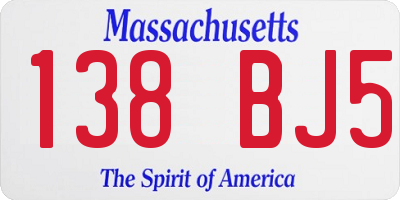 MA license plate 138BJ5
