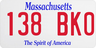 MA license plate 138BK0