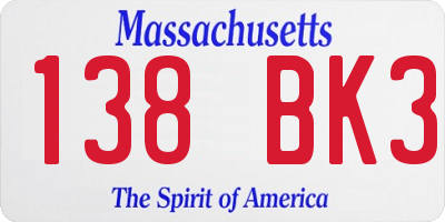 MA license plate 138BK3