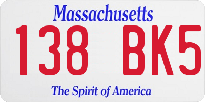 MA license plate 138BK5