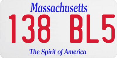 MA license plate 138BL5