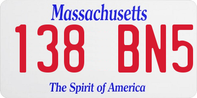 MA license plate 138BN5