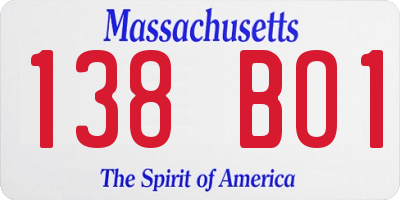 MA license plate 138BO1