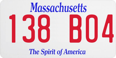 MA license plate 138BO4