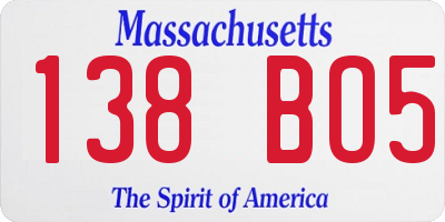 MA license plate 138BO5